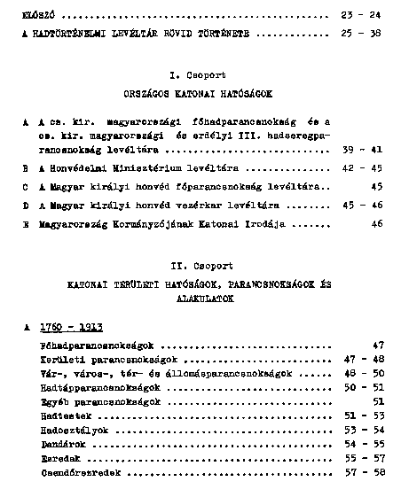 A HL fondjainak jegyzke