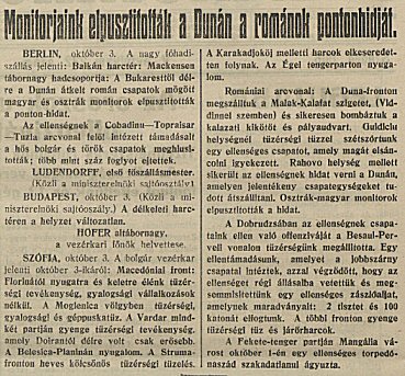 Tudsts a monitorok akcijrl (Dlmagyarorszg, 1916. oktber 4., p. 2.)