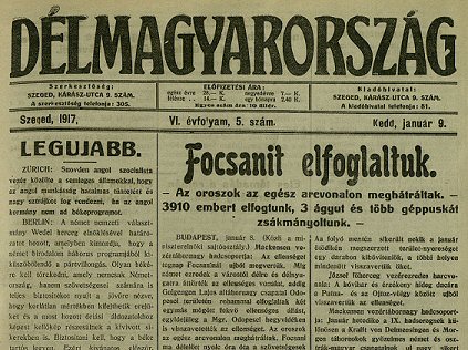 Nagybets hr a cmlapon (Dlmagyarorszg, 1917. janur  9., p. 1.)