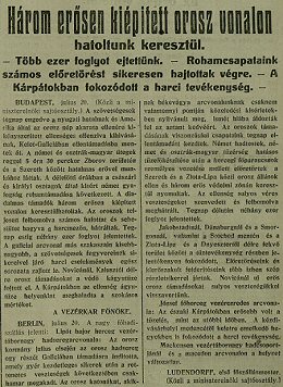 Vezrkari jelentsek a tmads sikerrl (Dlmagyarorszg, 1917. jlius 21., p. 1.)