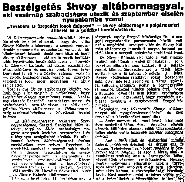 Beszélgetés Shvoy altábornaggyal