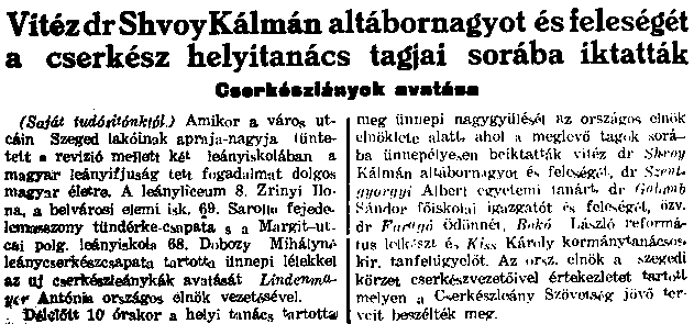 Shvoy a cserkésztanács tagja